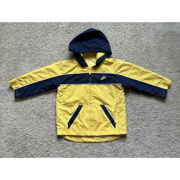 Nike Colorblock Long Sleeve Full Zip Hooded Windbreaker Jacket Yellow Boys 24Mos - Picture 1 of 8